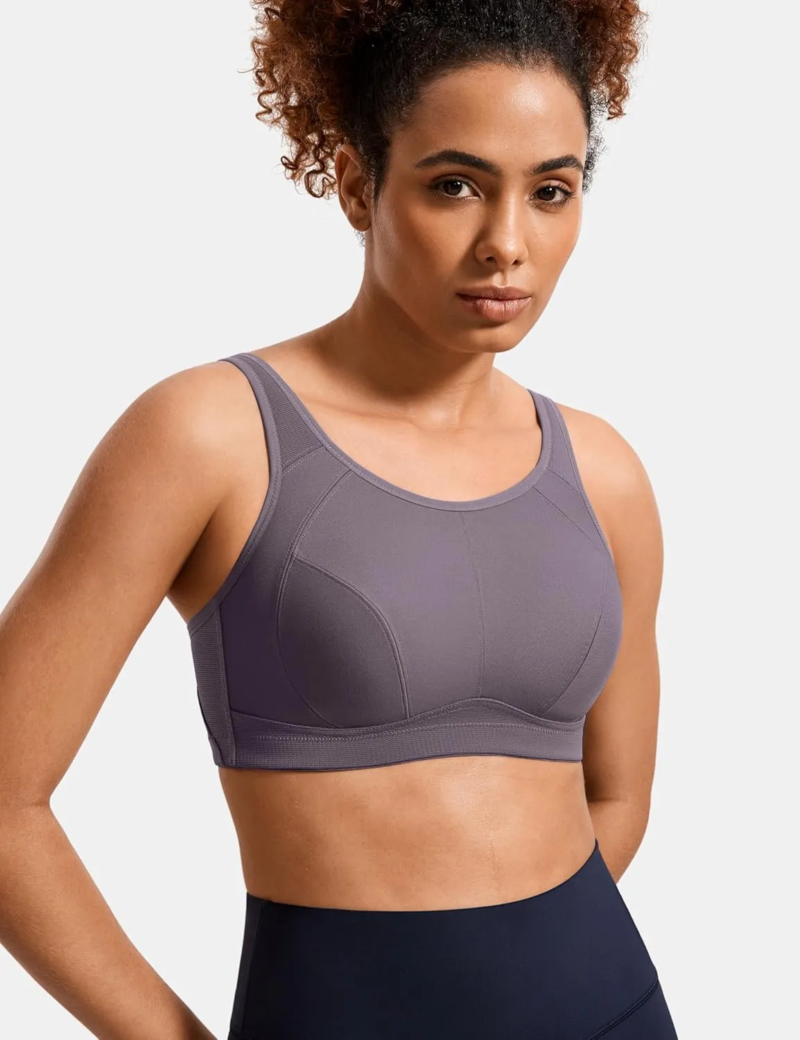 SYROKAN Plus Size Sports Bras for Women High Support Full Coverage High Neck No Padded Wireless Bra