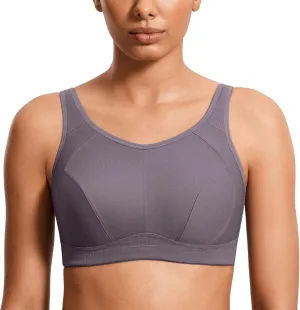 SYROKAN Plus Size Sports Bras for Women High Support Full Coverage High Neck No Padded Wireless Bra