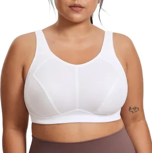 SYROKAN Plus Size Sports Bras for Women High Support Full Coverage High Neck No Padded Wireless Bra