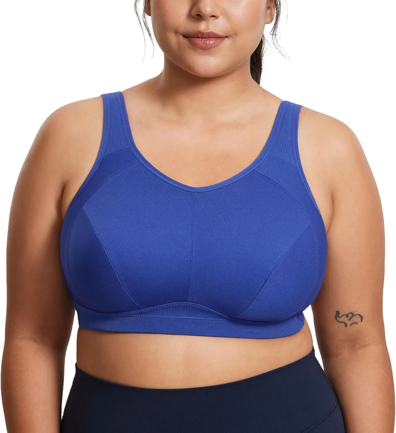 SYROKAN Plus Size Sports Bras for Women High Support Full Coverage High Neck No Padded Wireless Bra
