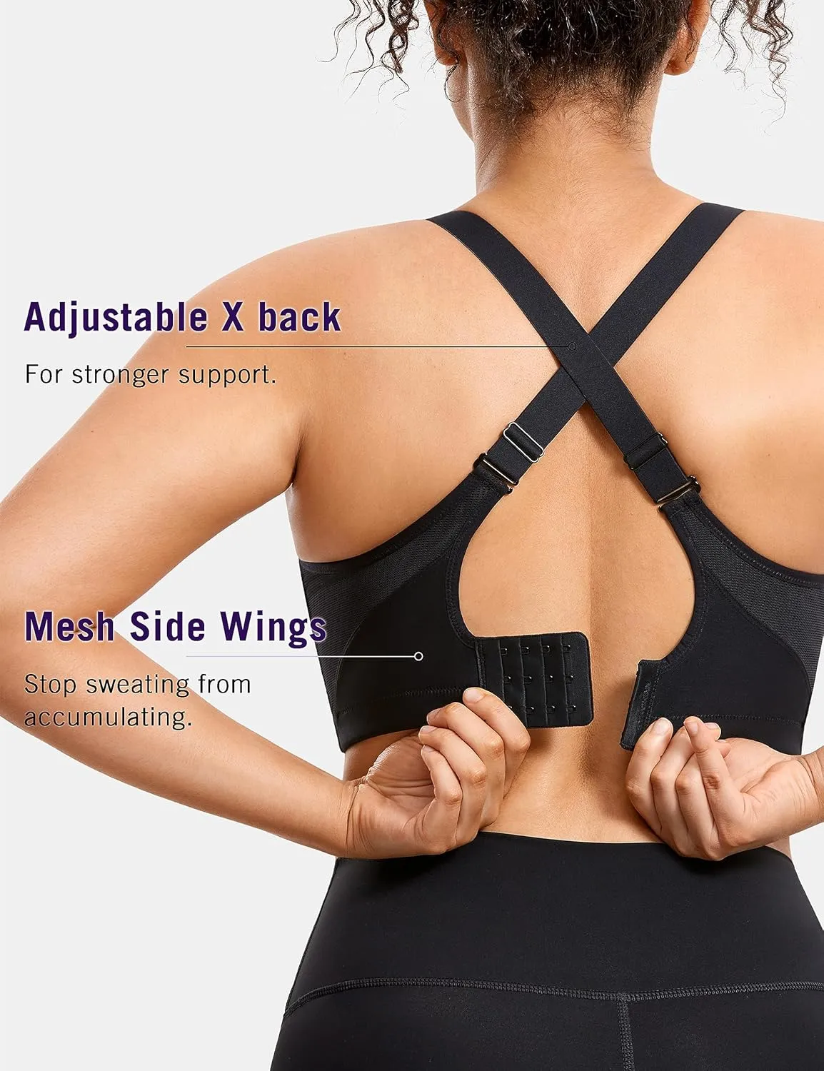 SYROKAN Plus Size Sports Bras for Women High Support Full Coverage High Neck No Padded Wireless Bra