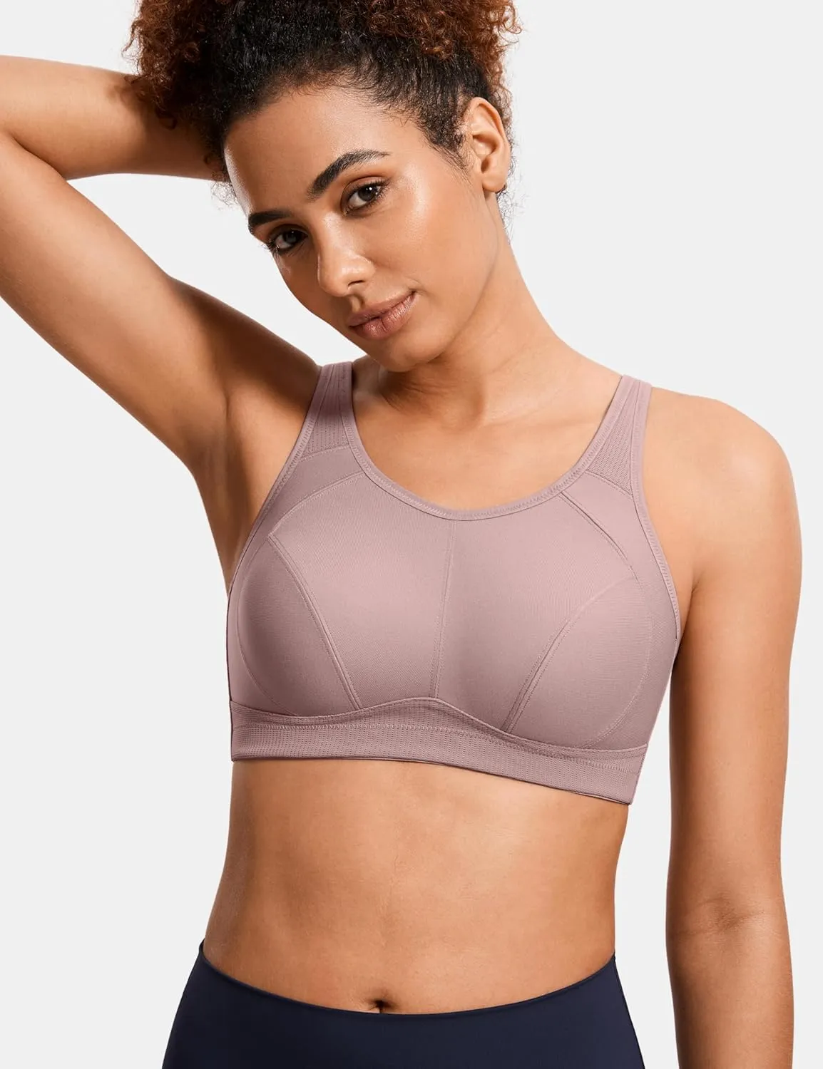 SYROKAN Plus Size Sports Bras for Women High Support Full Coverage High Neck No Padded Wireless Bra