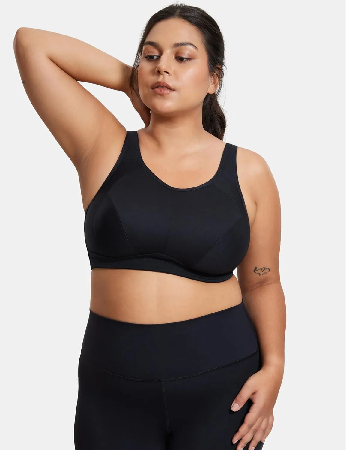 SYROKAN Plus Size Sports Bras for Women High Support Full Coverage High Neck No Padded Wireless Bra