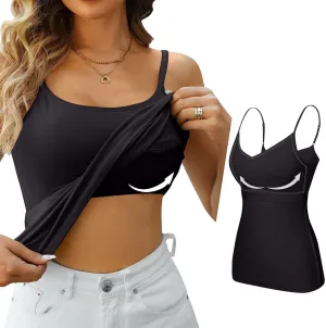 Tank Tops for Women Modal Spaghetti Strap Summer Camisole Workout Sports Cute Cami Undershirt with Built in Bras
