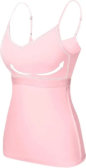 Tank Tops for Women Sexy Adjustable Spaghetti Strap Camisole Fashion Comfy Sleeveless Tops with Built in Padded Bra