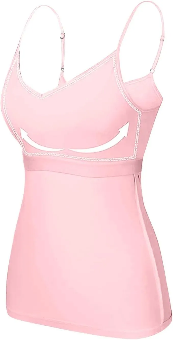 Tank Tops for Women Sexy Adjustable Spaghetti Strap Camisole Fashion Comfy Sleeveless Tops with Built in Padded Bra