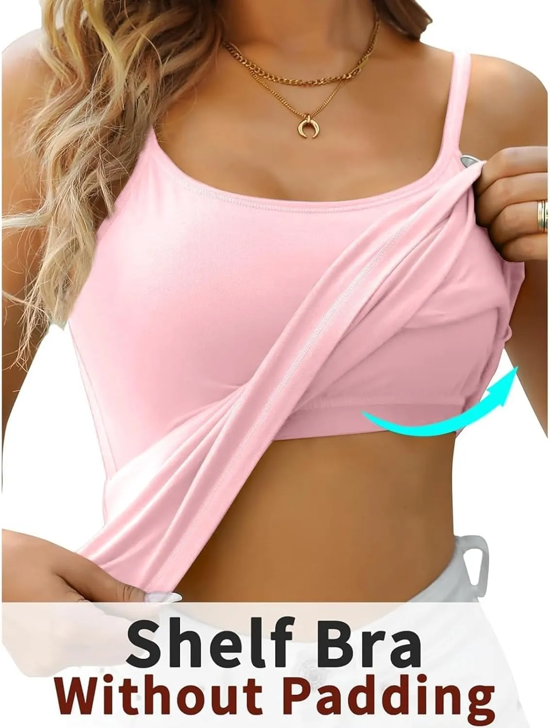 Tank Tops for Women Sexy Adjustable Spaghetti Strap Camisole Fashion Comfy Sleeveless Tops with Built in Padded Bra