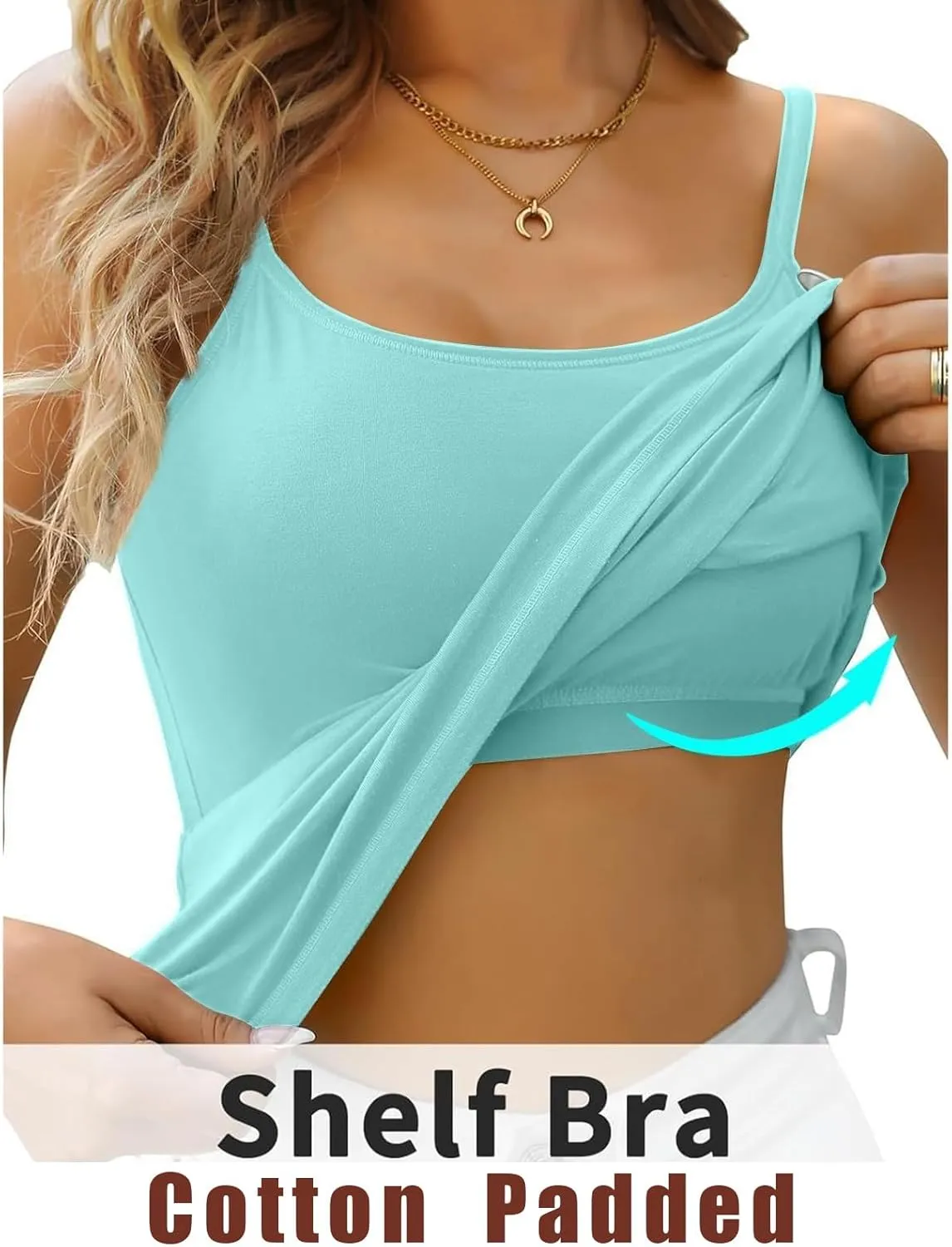 Tank Tops for Women Sexy Adjustable Spaghetti Strap Camisole Fashion Comfy Sleeveless Tops with Built in Padded Bra