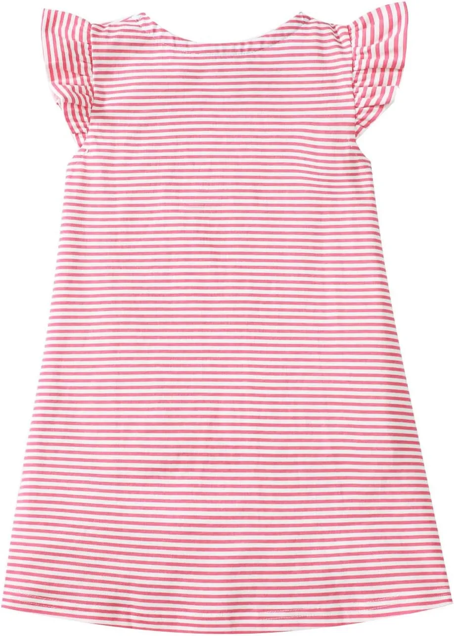 Toddler Girl Summer Short Sleeve Easter Dress Cotton Casual Jersey Shirt Playwear Applique Dress
