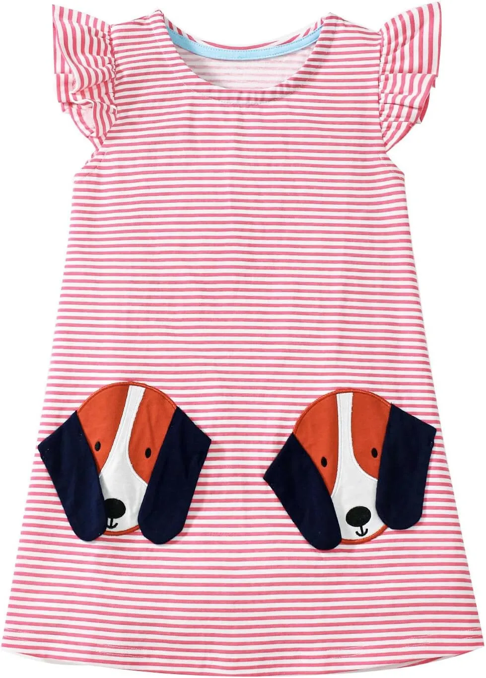 Toddler Girl Summer Short Sleeve Easter Dress Cotton Casual Jersey Shirt Playwear Applique Dress