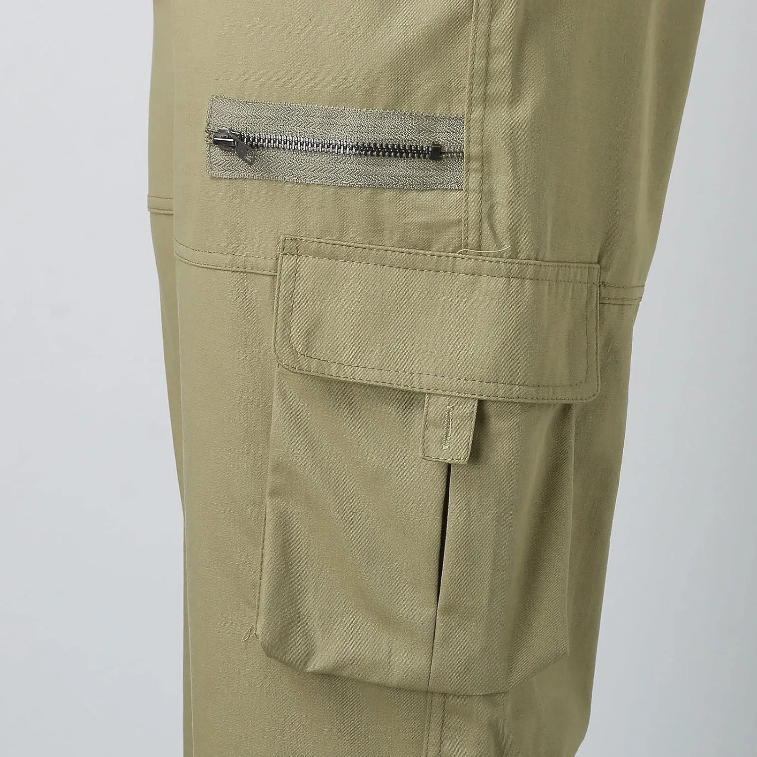 Twill Tactical Active Cargo Pant with Multi Pockets for Women Casual Loose Zip Straight Leg Combat Military Trousers