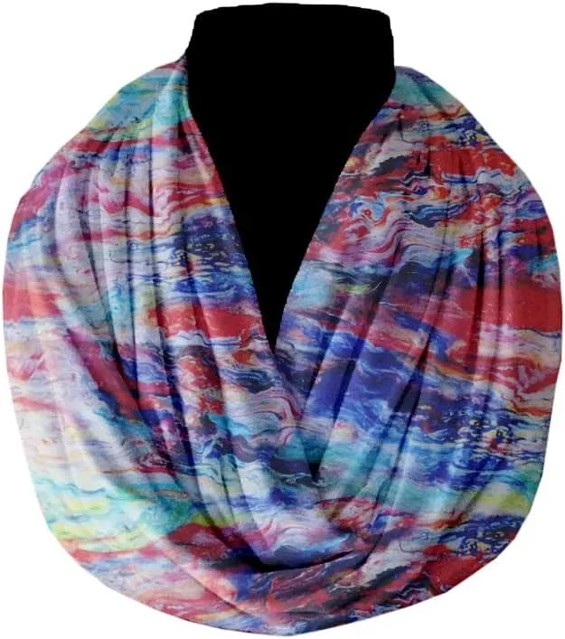 Unisex Lightweight Artistic Abstract Infinity Fashion Scarf Psychedelic Design 100% Cotton Circle Loop Wrap Around Scarf