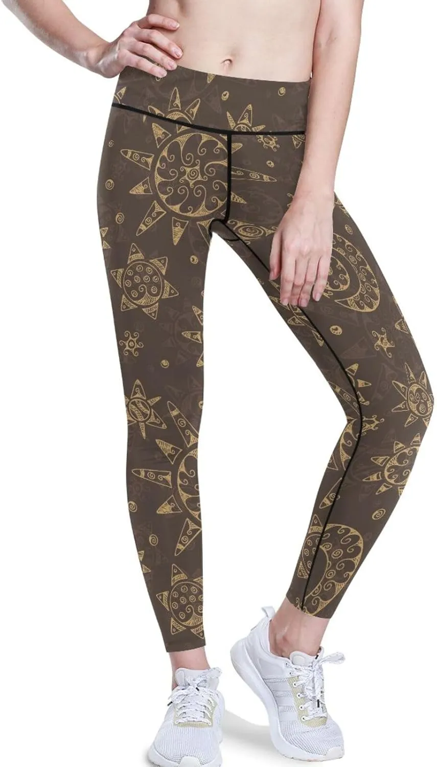Vintage Seamless Pattern Yoga Leggings for Women Printed Outfits Booty Crunch Leggings X-Small