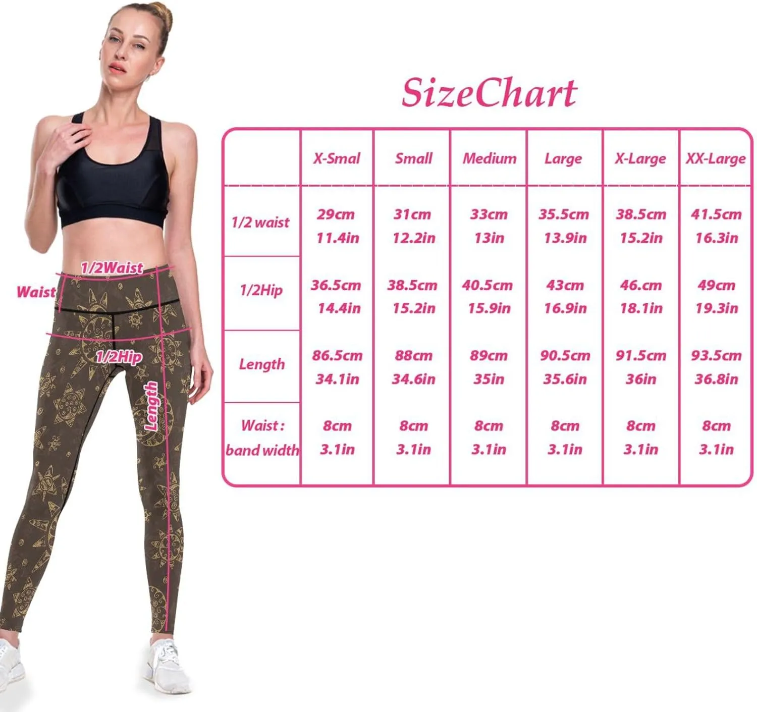 Vintage Seamless Pattern Yoga Leggings for Women Printed Outfits Booty Crunch Leggings X-Small
