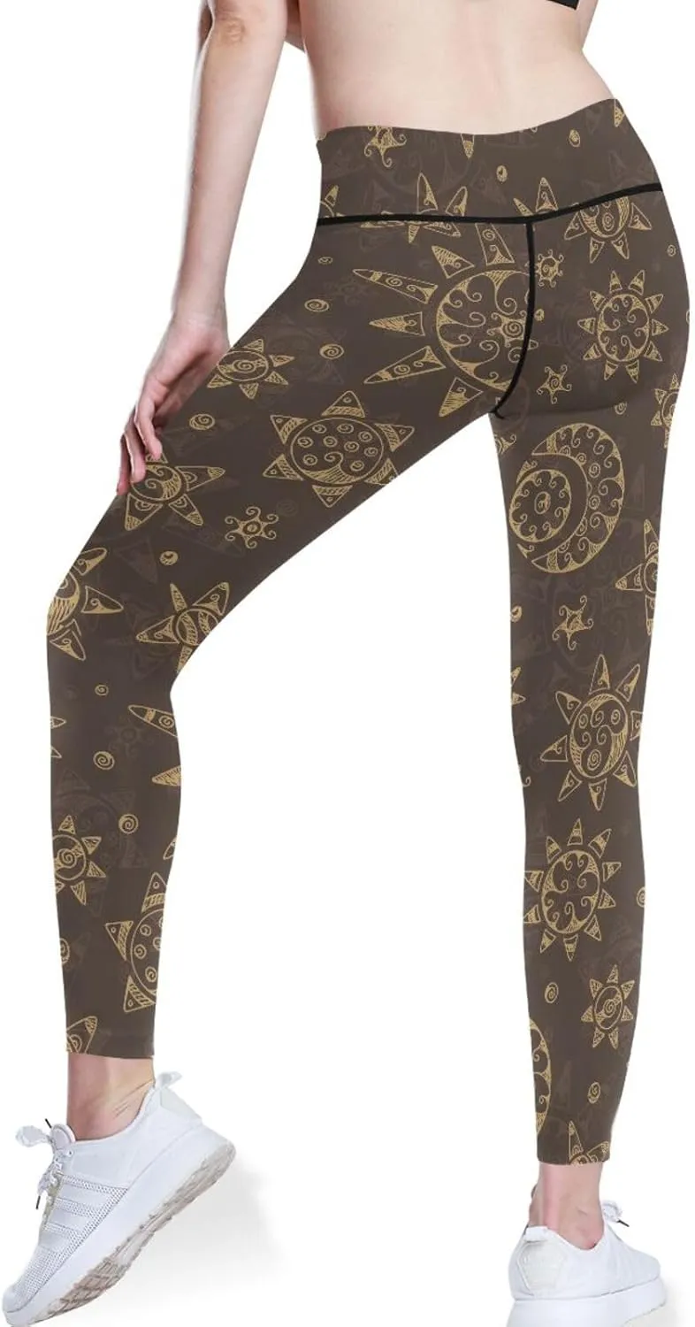 Vintage Seamless Pattern Yoga Leggings for Women Printed Outfits Booty Crunch Leggings X-Small