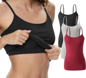 Vislivin Womens Cotton Camisole Adjustable Strap Tank Tops with Shelf Bra Stretch Undershirts