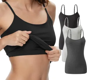 Vislivin Womens Cotton Camisole Adjustable Strap Tank Tops with Shelf Bra Stretch Undershirts