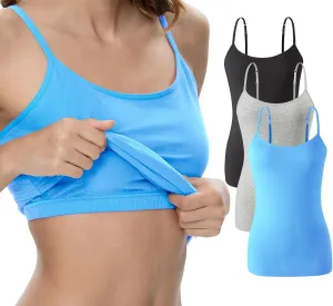 Vislivin Womens Cotton Camisole Adjustable Strap Tank Tops with Shelf Bra Stretch Undershirts