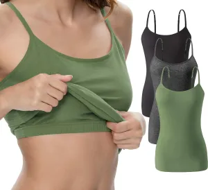 Vislivin Womens Cotton Camisole Adjustable Strap Tank Tops with Shelf Bra Stretch Undershirts