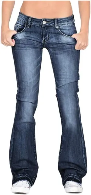 Wide Leg Jeans for Women Classic High Waisted Buttons Ripped Hem Flared Legs Stretch Denim Pants Slim Taper-Fit Vintage