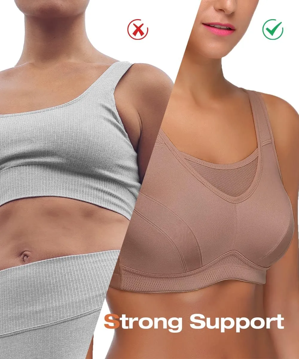 Wingslove Women's High Impact Sports Bra Full Coverage Wirefree Non Padded Workout Bra Plus Size