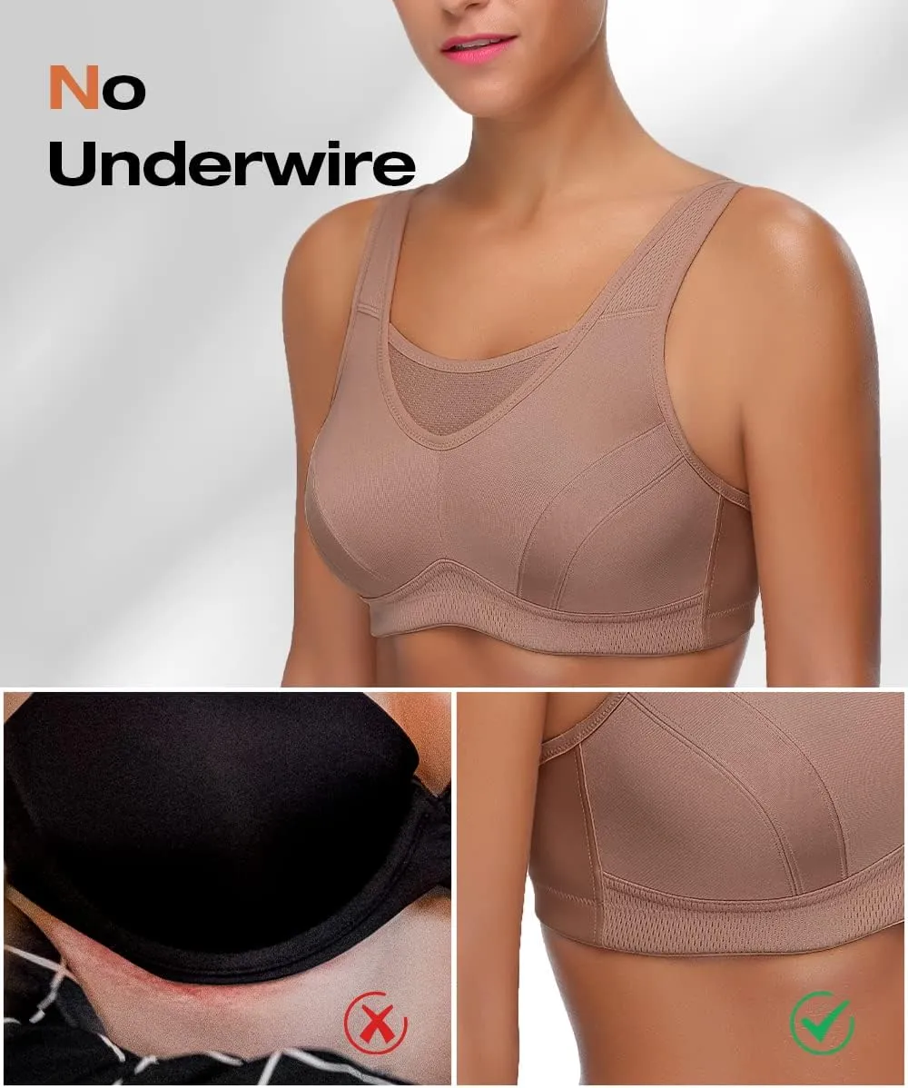 Wingslove Women's High Impact Sports Bra Full Coverage Wirefree Non Padded Workout Bra Plus Size