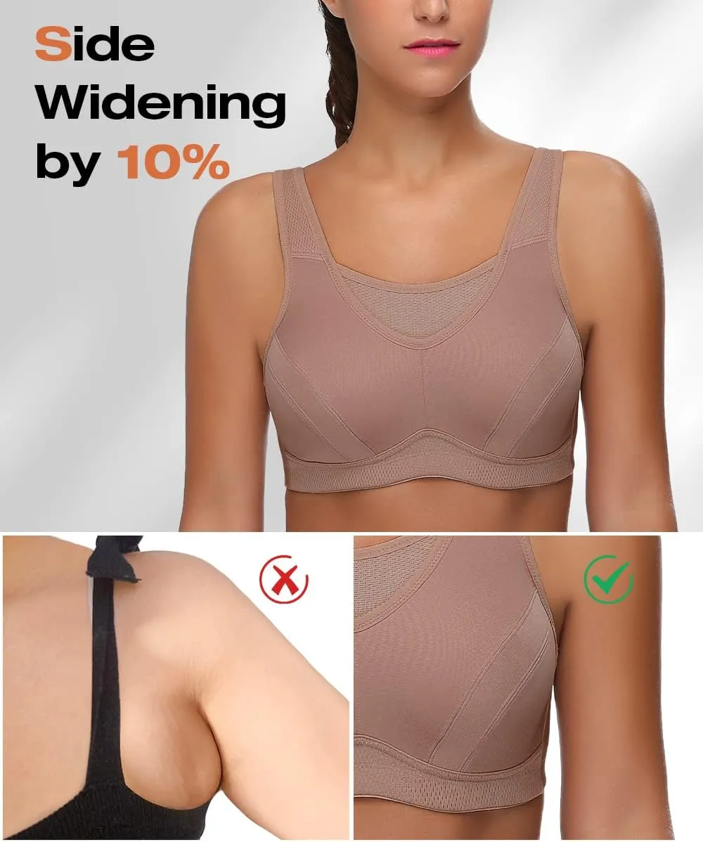 Wingslove Women's High Impact Sports Bra Full Coverage Wirefree Non Padded Workout Bra Plus Size
