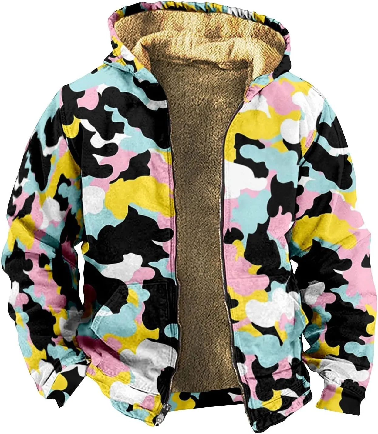 Winter Jackets for Men Fleece Sherpa Lined Warm Jacket Coat Heavyweight Sweatshirt Hoodie Zip Up Sweatshirt with Pockets