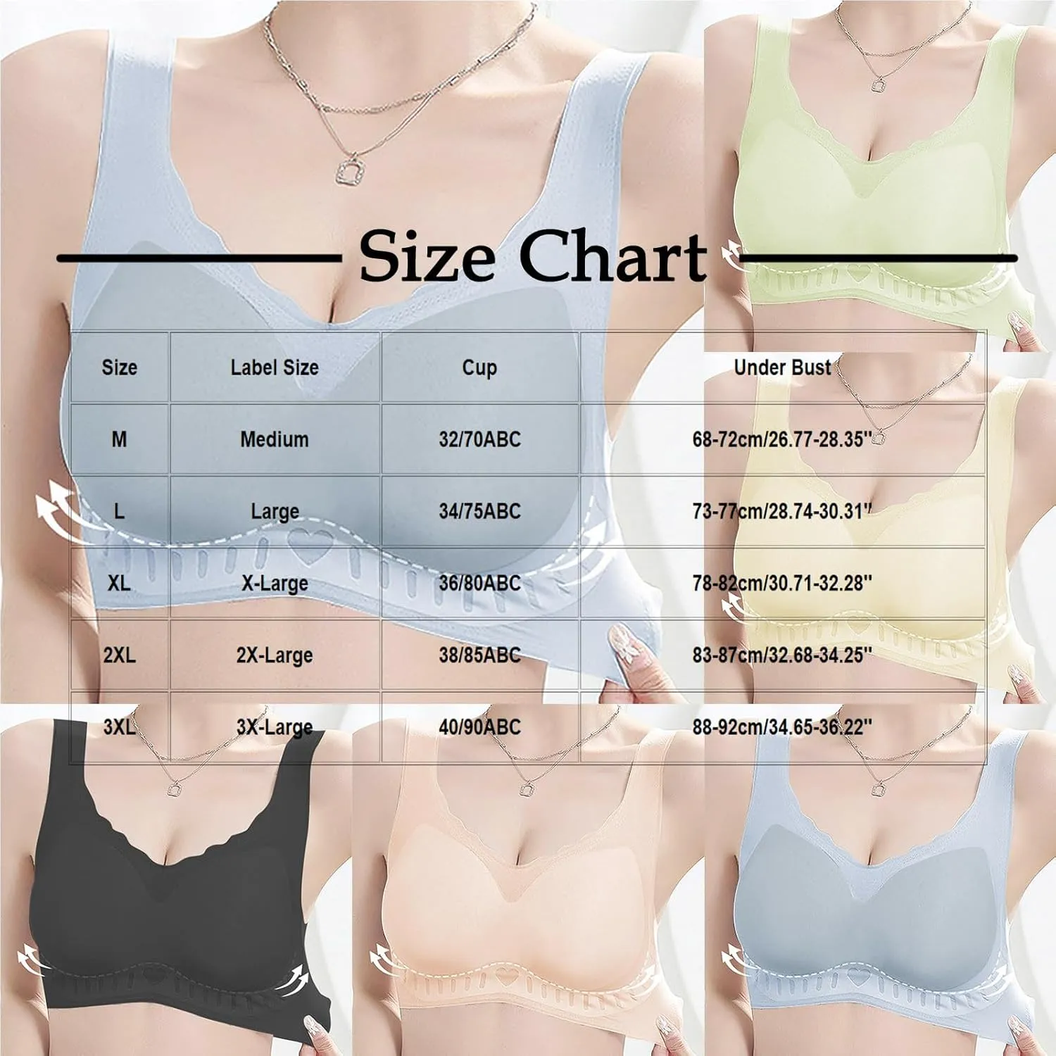Wireless Bras for Women Comfortable Soft Seamless Full Coverage T-Shirt Bralettes Lightweight Breathable Everyday Bra