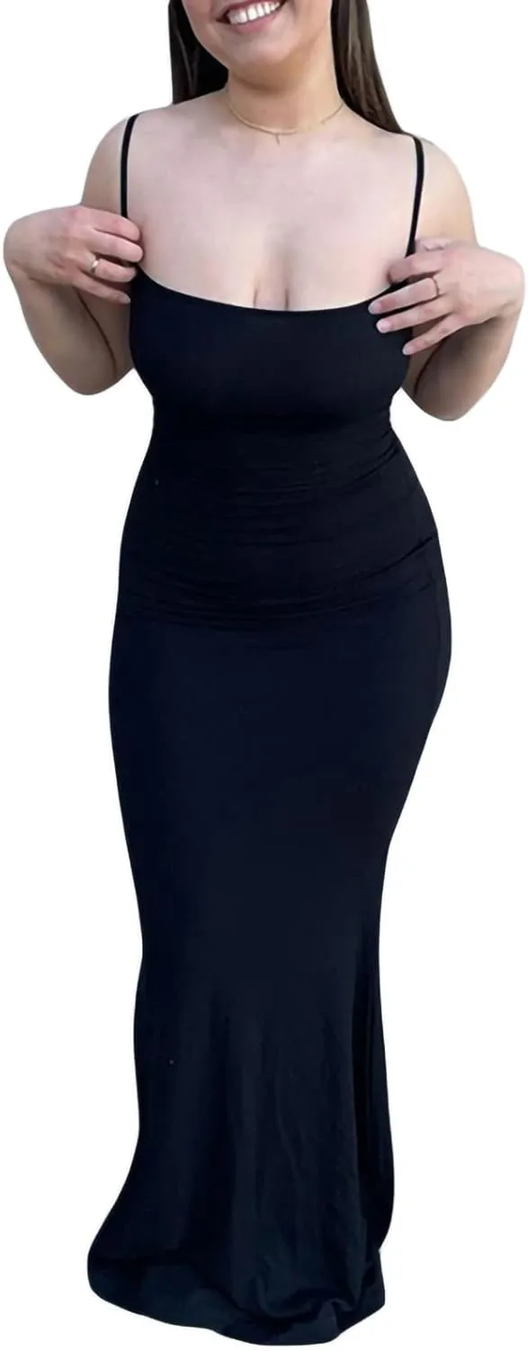 Women Bodycon Maxi Slip Dress Summer Sleeveless Strappy Backless Evening Party Long Dress