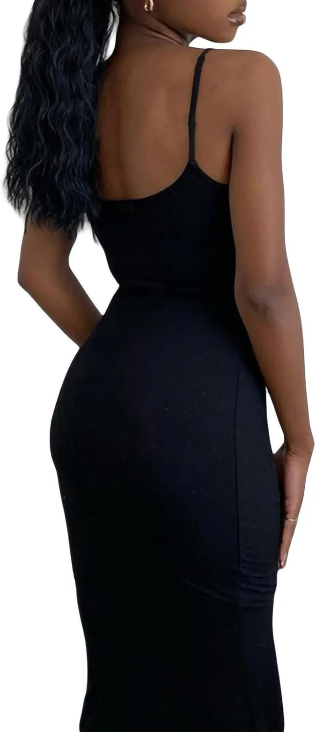 Women Bodycon Maxi Slip Dress Summer Sleeveless Strappy Backless Evening Party Long Dress