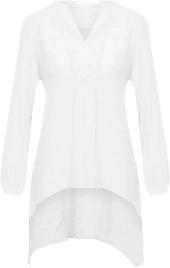 Women Button Up Shirts Cotton Linen Roll up Sleeve V Neck Soft Shirts Casual Loose Fit Work Blouse Tunic Top