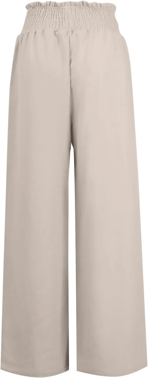 Women Cotton Linen Summer Floral Pants Elastic Waisted Lounge Pants Plus Size Trouser Beach