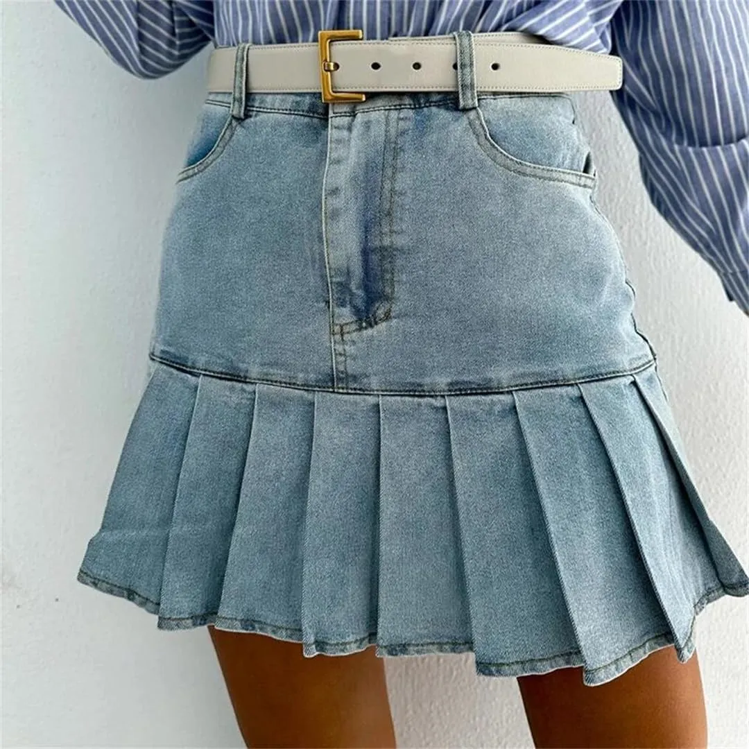 Women Gothic Light Skirts High Waist Pleated Elegant A Line Dress