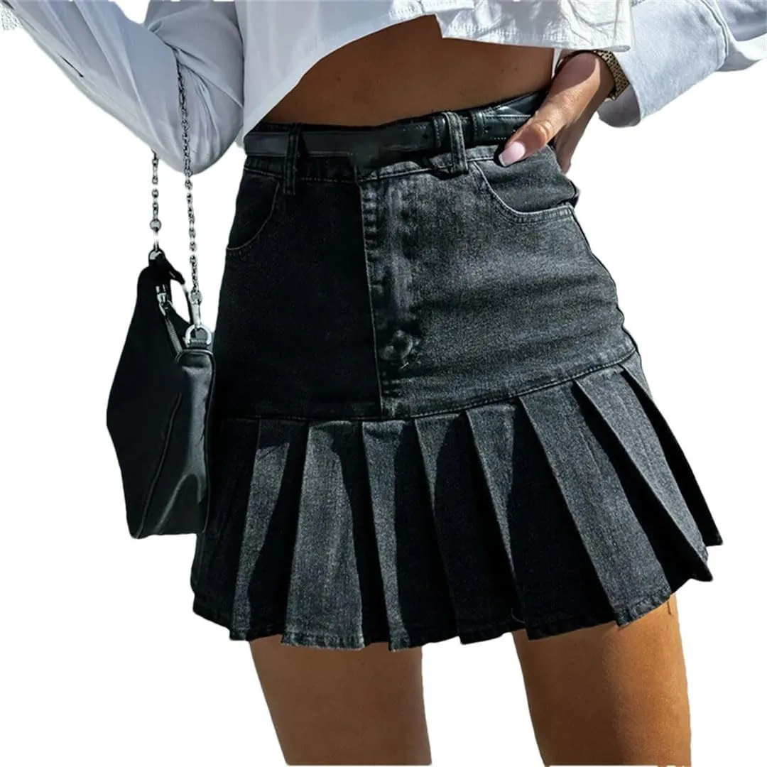 Women Gothic Light Skirts High Waist Pleated Elegant A Line Dress