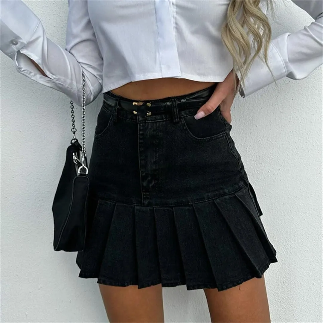 Women Gothic Light Skirts High Waist Pleated Elegant A Line Dress