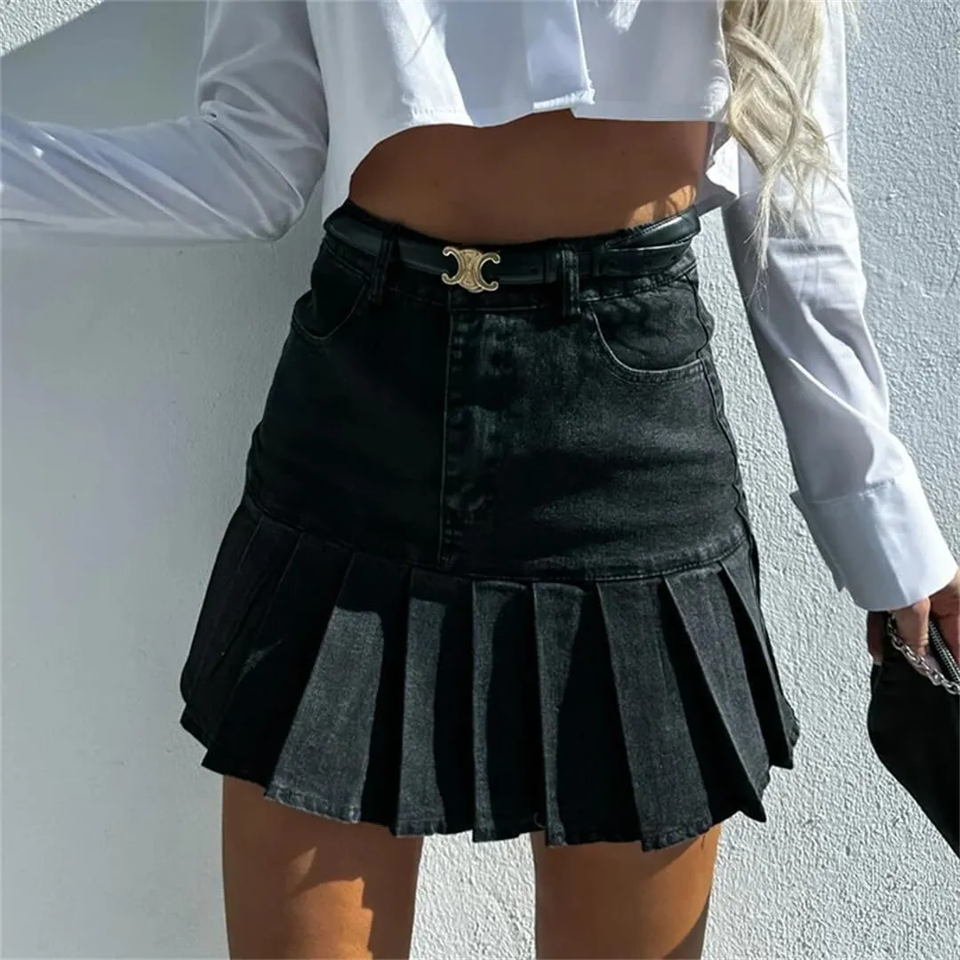 Women Gothic Light Skirts High Waist Pleated Elegant A Line Dress