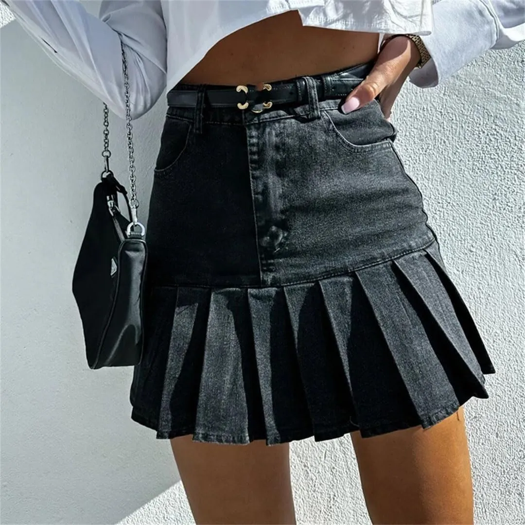 Women Gothic Light Skirts High Waist Pleated Elegant A Line Dress