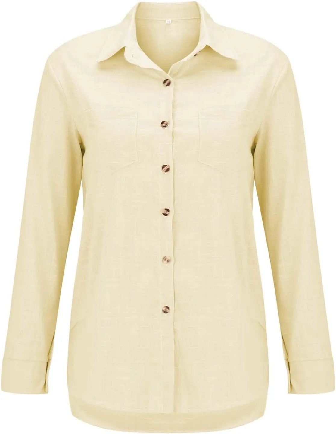 Women Linen Button Down Shirt Gauze Cotton Dress Shirt Long Sleeve Oversized Friend Solid Tunic Tops