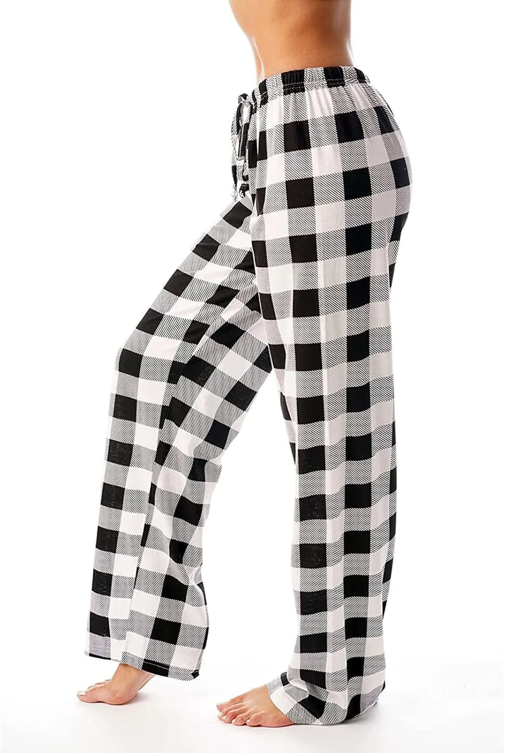 Women Plaid Printed Pants Full Length Long Trousers Sports Pants Business Casual Trousers