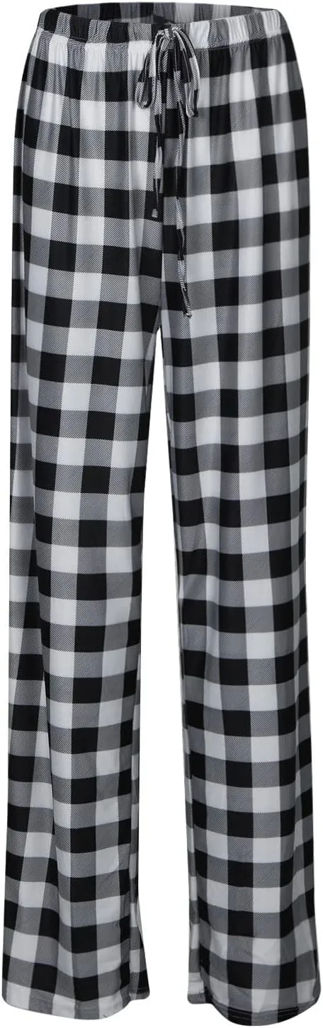 Women Plaid Printed Pants Full Length Long Trousers Sports Pants Business Casual Trousers