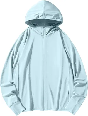 Women UPF 50  UV Sun Protection Jacket Soft Smooth Fast Dry Running Shirts Rash Guard Shirt Hooded with Pockets