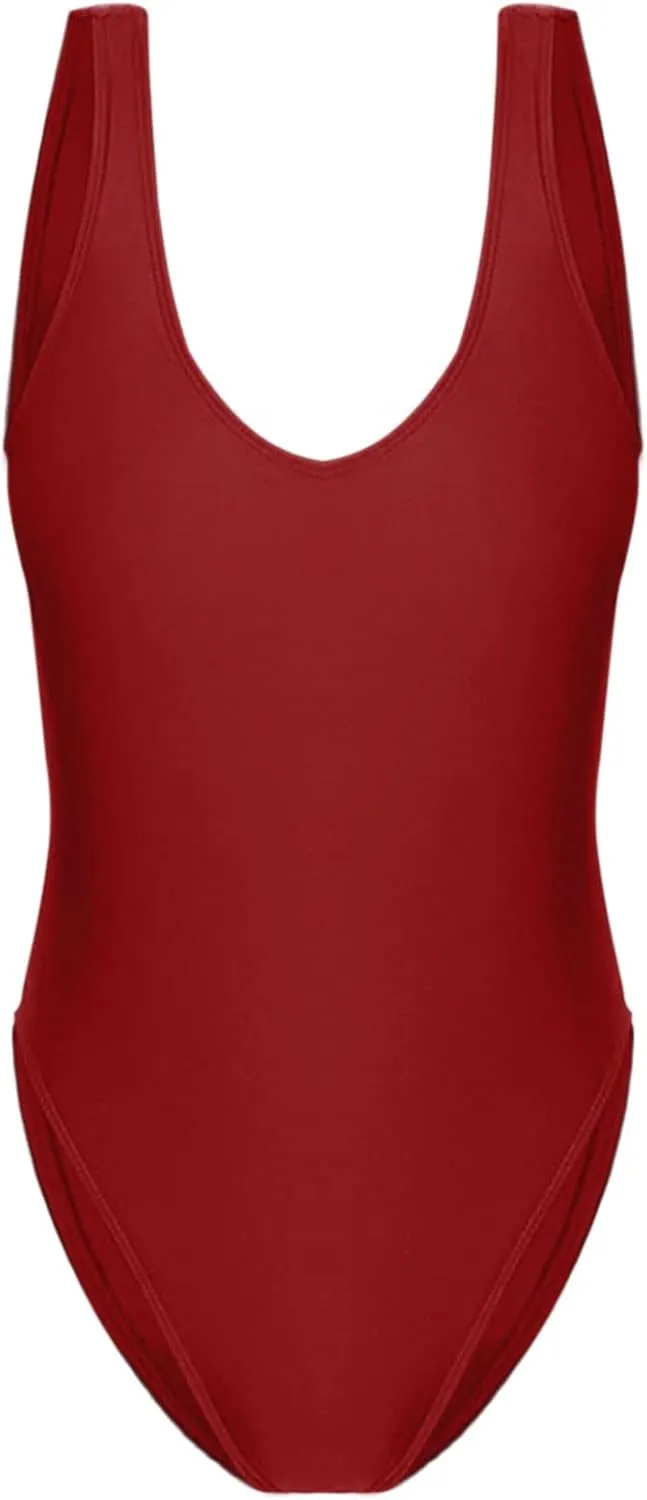 Women Vintage Ruched Push Up One Piece Swimsuit Tummy Control Bathing Suit Square Neck Swimwear High-Waisted Monokini