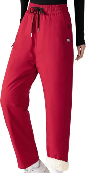 Women Winter Warm Sweatpant Casual Solid Sherpa Lined Athletic Pants Fleece Lined Athletic Jogger Pant with Pockets