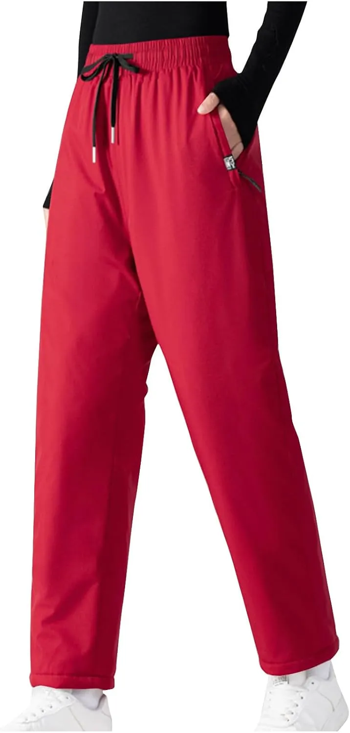 Women Winter Warm Sweatpant Casual Solid Sherpa Lined Athletic Pants Fleece Lined Athletic Jogger Pant with Pockets