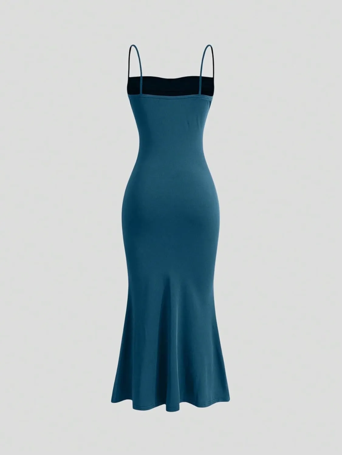 Women's 2024 Summer Cami Slip Midi Long Dress Solid Ruched Hem Cami Dress