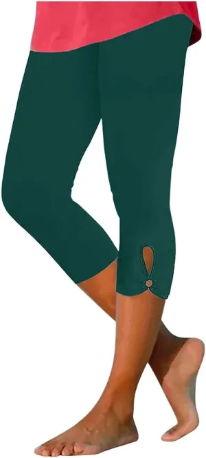 Womens Casual Cropped Leggings Seamless Smooth Stretchy Yoga Pants High Waisted Butt Lifting Tights Beach Sweatpants