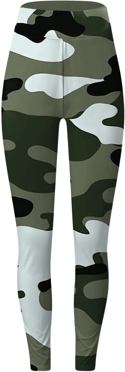 Womens Casual Printing Anit Cellulite Leggings Slim High Waist Compression Athletic Tights Booty Scrunch Yoga Pants