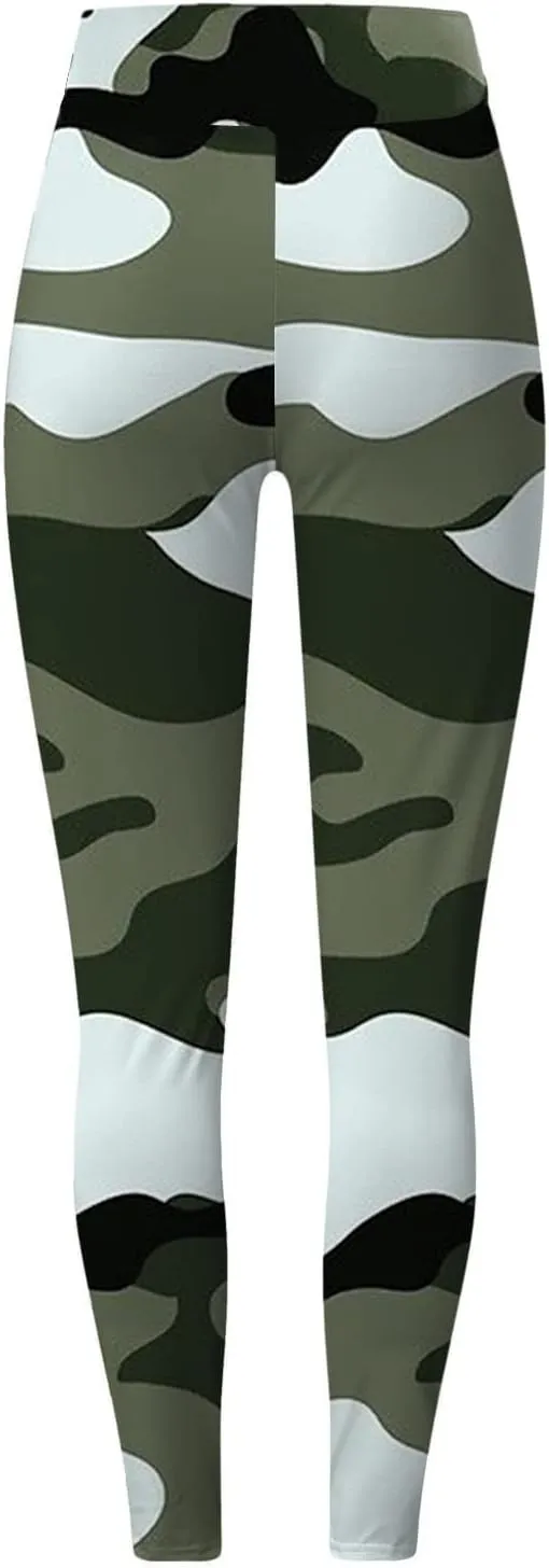Womens Casual Printing Anit Cellulite Leggings Slim High Waist Compression Athletic Tights Booty Scrunch Yoga Pants