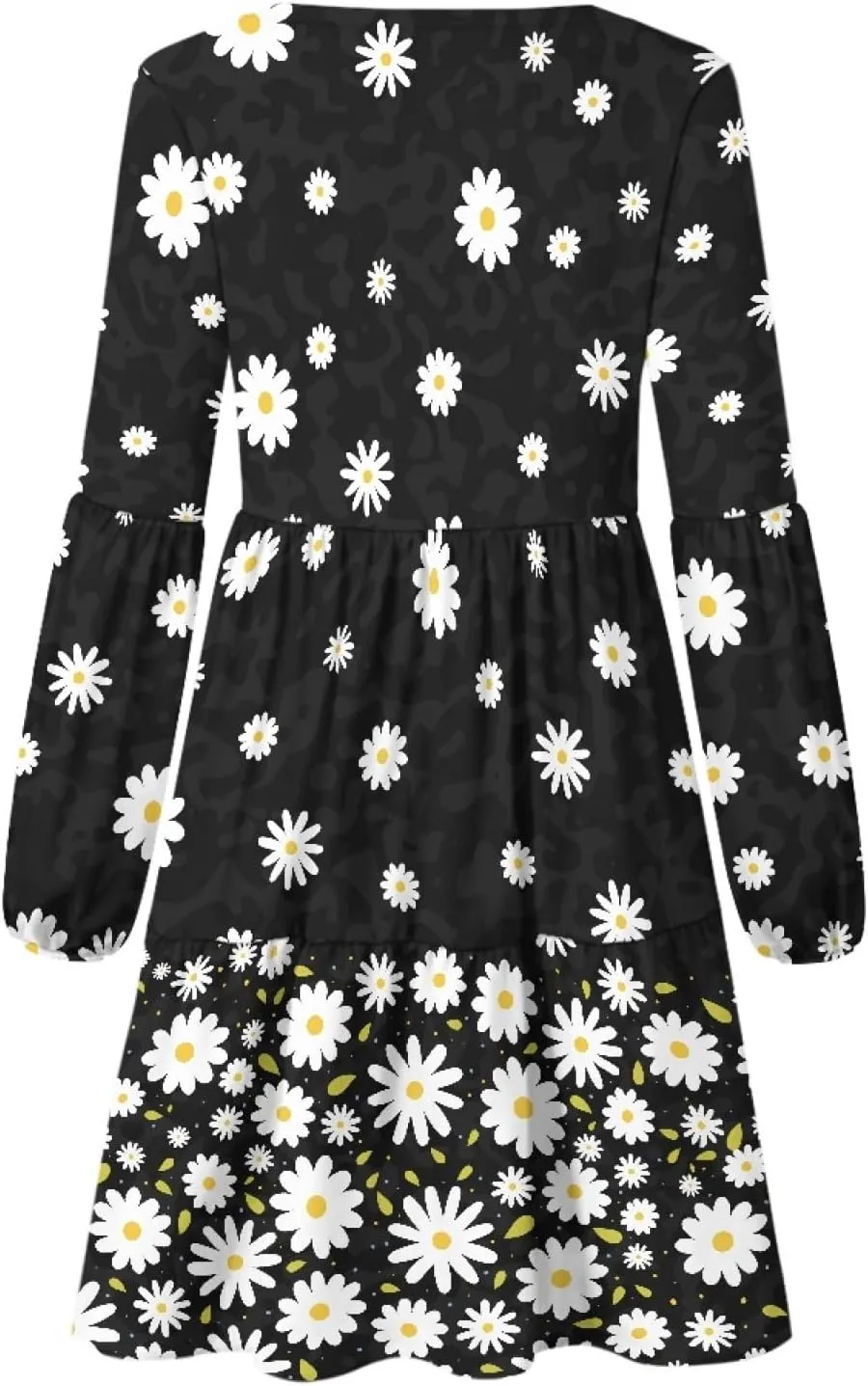 Women's Casual V Neck Long Sleeve A Line Mini Dress
